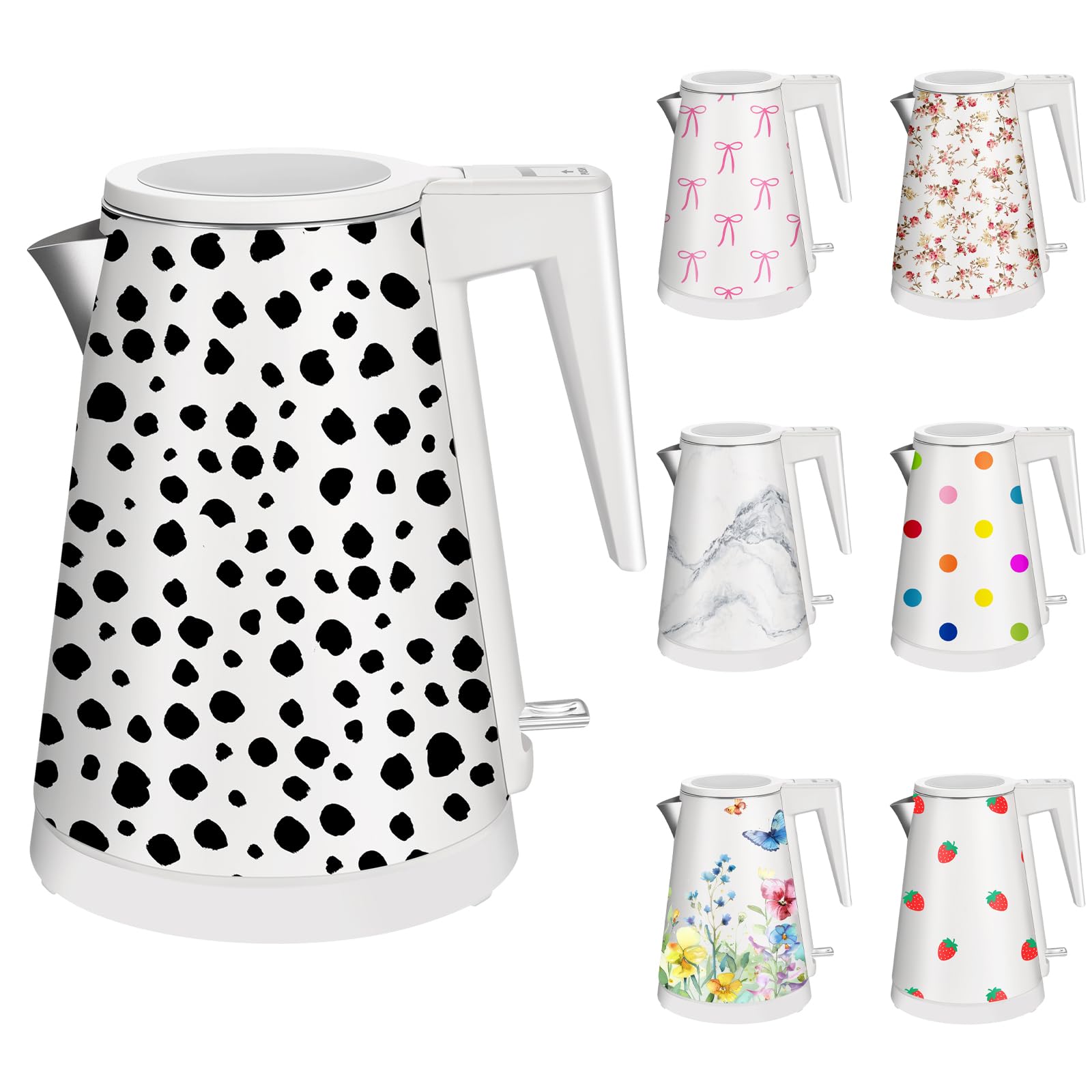 Photo 1 of 1.2L Double Wall Stainless Steel Interior Water Boiler, Cordless, 1000W Fast Boil with LED Light Coffee Pot & Tea Electric Kettle, Auto Shut-Off and Boil-Dry Protection (Leopard)