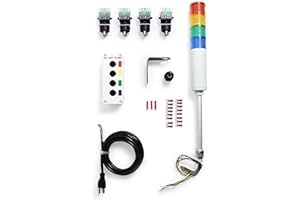 Signaworks LED 4 Light Steady & Flashing Andon Tower Light Kit - Parts Only, Assembly Required - 3 Position Switches for On/Off Operation - Stack Light…