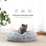 Feandrea Plush Donut Dog Bed Cat Bed Calming Round Cushion Grey 50cm view 8
