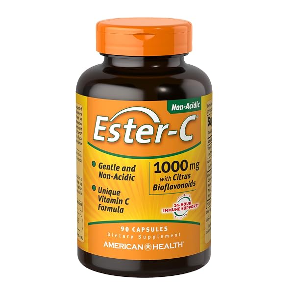 ESTER-C AMERICAN HEALTH WITH CITRUS BIOFLAVONOIDS CAPSULES – 24-HOUR IMMUNE SUPPORT, GENTLE ON STOMACH, NON-ACIDIC VITAMIN C – NON-GMO, GLUTEN-FREE – 1000 MG, 90 COUNT