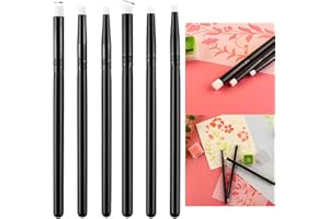 BRIARTW Detailed Ink Blending Brushes for Card Making 6 Count, 2 Kinds of Head,Art Blending Tool for Ink Blending,Use with Intricate Stencils,Deal with Small Details Scrapbooking Craft Supplies