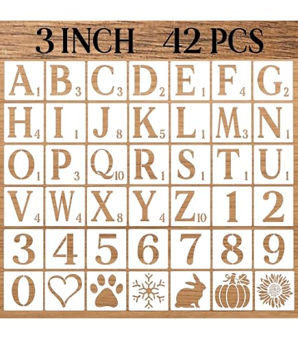 6 Inch Letter Stencils & Numbers - 36 Pcs Reusable Plastic Alphabet Templates For Crafts, Wood, Walls & More