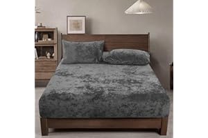 PHF Truly Velvet Fitted Sheet Only Queen Size, Luxury Super Soft Cozy Fuzzy Fleece Bottom Sheet with Deep Pocket Up to 16",Suitable for Fall Winter Spring, No Pillowcases, Charcoal/Dark Grey