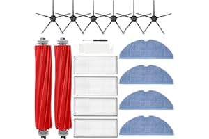 BVHONWE 16 Pack S7 Replacement Parts Compatible with Xiaomi Roborock S7 S7+ S7 MaxV, S7 MaxV Plus T7S T7 plus T7S plus Robot Vacuum, 2 Roller Brush, 4 Filter, 6 Side Brush, 4 Mop Cloth