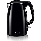 KRUPS BW260850 Cool-Touch Stainless Steel Double Wall Electric Kettle, 1.5L, 1.5 L, Black
