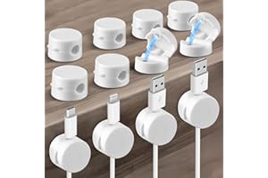 Magnetic Cable Clips 12-Pack – Desk Cable Organizer for Phone Charging Cables USB Wires & Headphones – Strong Adhesive Cord H