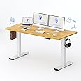FLEXISPOT Electric Standing Desk 63 x 24 Inch Adjustable Height Desk Home Office Computer Workstation Sit Stand Desk, Maple Top + White Frame