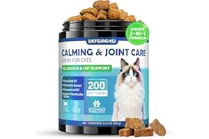 DKFGJRGHSJ Cat Calming Treats, 200 Hemp Soft Chews Cat Calming Treats for Anxiety Relief with Glucosamine Hip & Joint Support Calming Chews for Cats Anxiety Stress Chicken Flavor