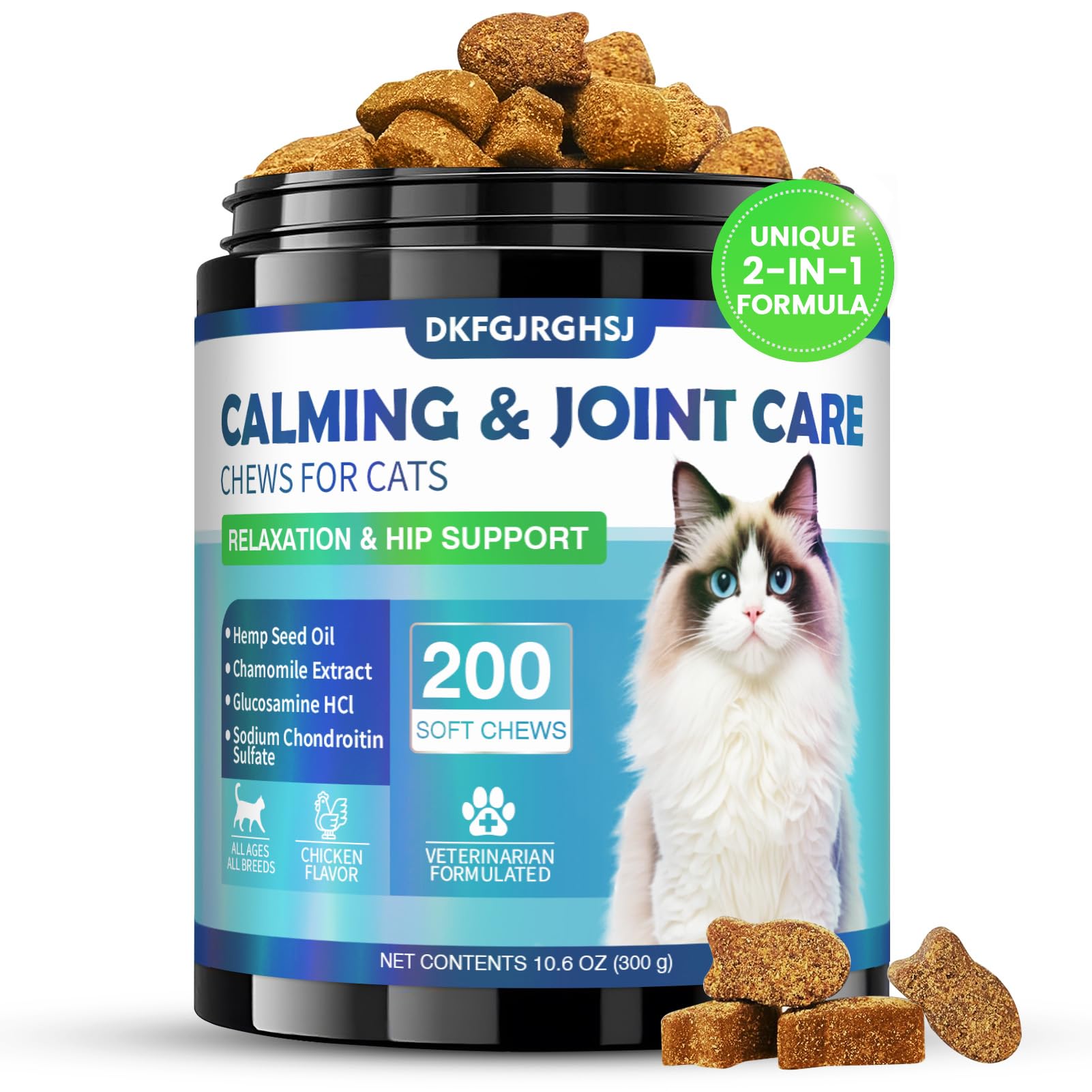 Photo 1 of DKFGJRGHSJ Cat Calming Treats, 200 Hemp Soft Chews Cat Calming Treats for Anxiety Relief with Glucosamine Hip & Joint Support Calming Chews for Cats Anxiety Stress Chicken Flavor