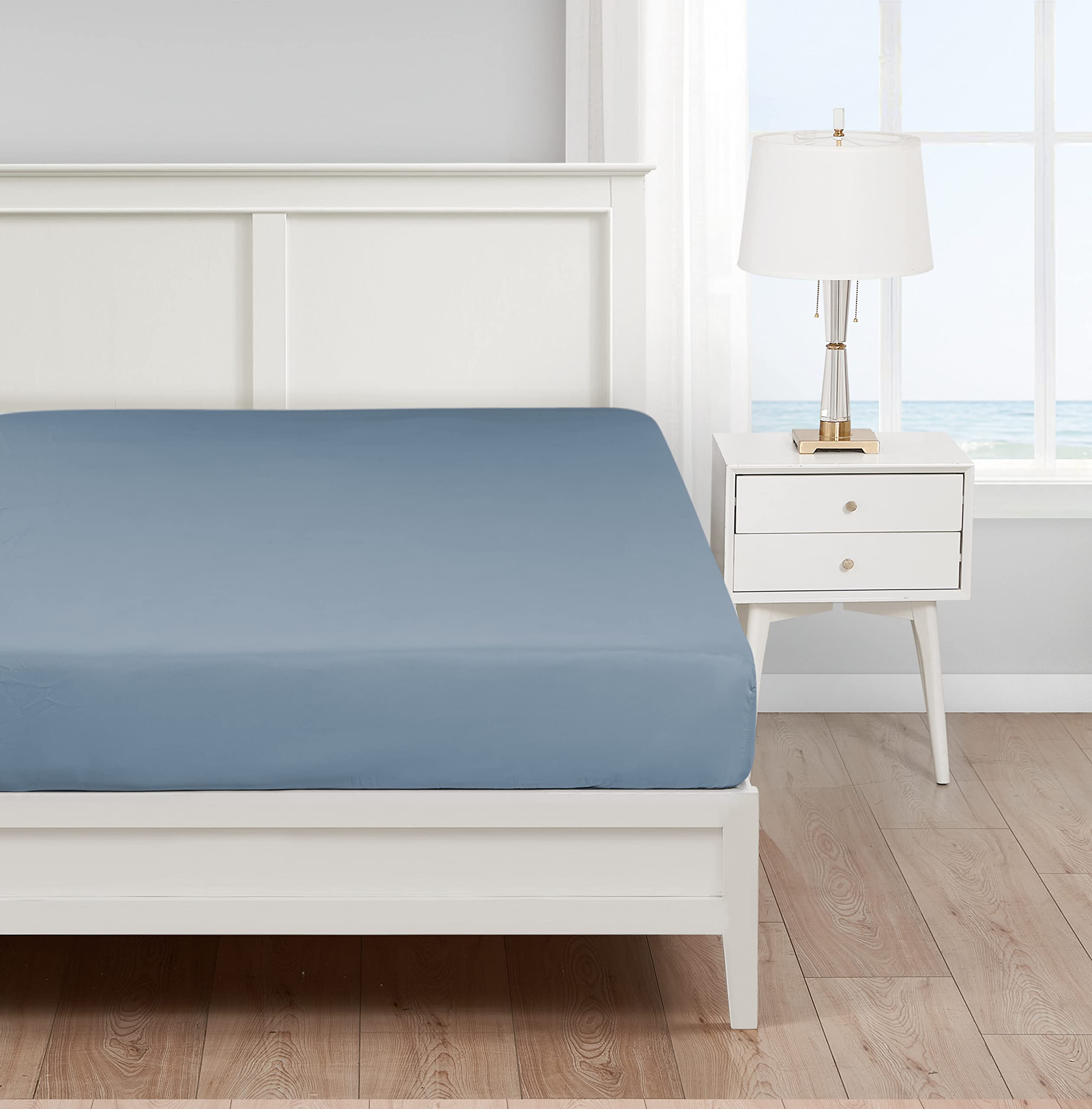Photo 1 of Nautica - Queen Fitted Sheet, Cotton Blend Winkle Resistant Bedding, Lightweight for All Seasons (Solid Grey, Queen)