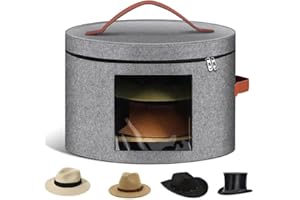 Yeanifeana Round Cowboy Hat Box, Stackable Round Brim Hats Organizer Bag Container for Closet, Portable Felt Organizer Bucket
