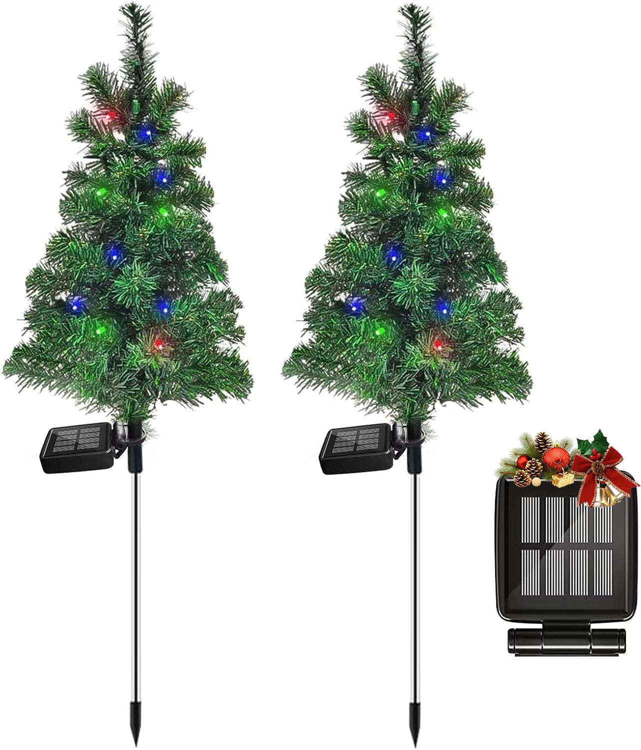 Photo 1 of 4PCS Solar Christmas Tree Garden Stake Lights Waterproof Christmas Decorations Tree Lights Outdoor Xmas Tree Light Christmas décor Pathway Lights Patio Yard?4PCS?