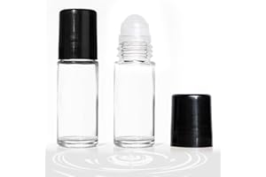 2 PCS Empty Glass Roller Bottles Plastic Roller Ball ，Deodorant Roll On Bottles for Essential Oils, Perfume, Cosmetics （30ml 