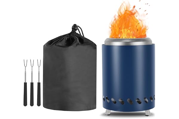 CAMPORG Smokeless Firepit Outdoor, Wood Pellet Table Top Firepit for Backyard, Patio, Porch, Camping 5.5 inch Stove, Blue