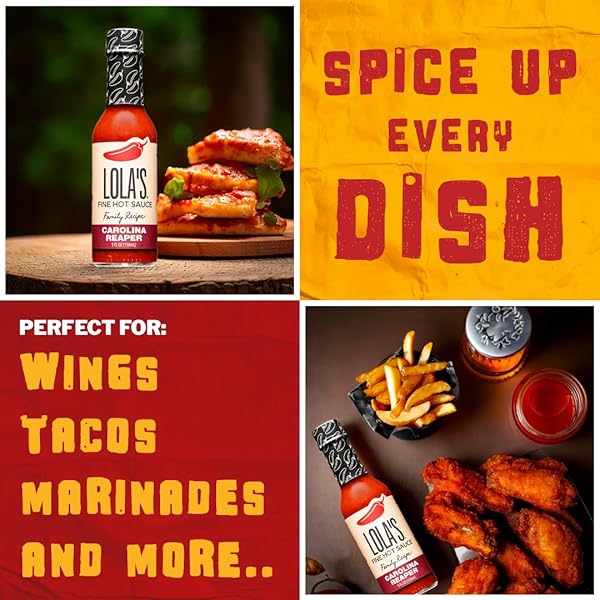 LOLA’S CAROLINA REAPER HOT SAUCE | MADE WITH RED JALAPENOS & CAROLINA REAPER PEPPERS | 0 CALORIES, 0G FAT, LOW SODIUM | ALL-NATURAL, KETO, GLUTEN-FREE | 5 FL OZ (PACK OF 1)