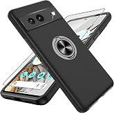 Gritup for Pixel 7 Case with 2Pcs Screen Protector Cover for Google7,Black | with 360°Magnetic Ring Holder Kickstand,Military