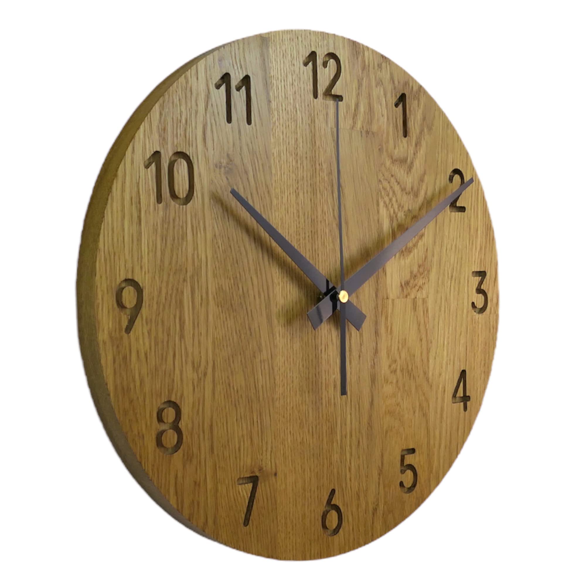 SENTOP Oak Wooden Wall Clock, Modern Honey Colour, 40 cm
