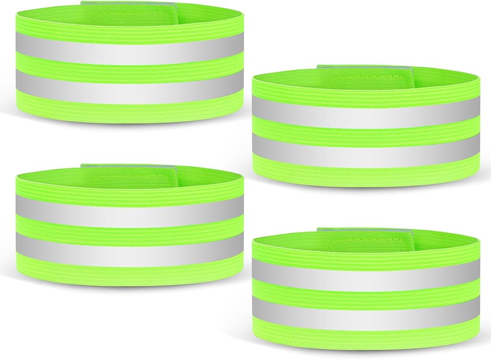 URAQT 4 Pack High Visibility Reflective Arm Bands for Running Walking Cycling
