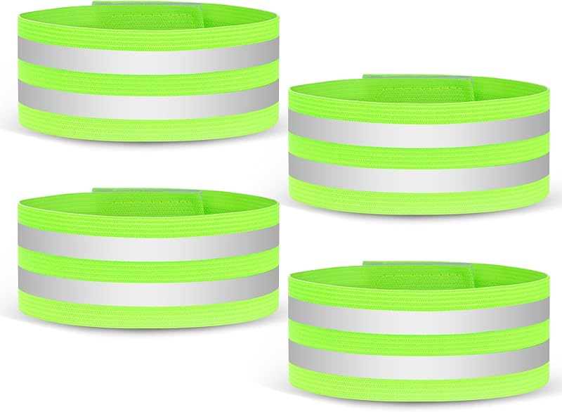 URAQT 4 Pack High Visibility Reflective Arm Bands for Running Walking Cycling