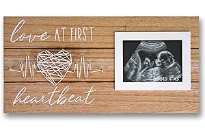 HENDSON New Mom Mothers Day Gifts,Pregnancy Announcement Gift ideas Baby Nursery Decor,Gender Reveal Baby Shower for Expecting Mommy,Sonogram Ultrasound Picture Frame,Love At First Heartbeat,4"x3" Photo