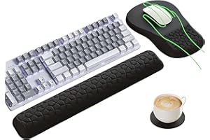 MEKASS 3-in-1 Ergonomic Mouse Pad and Keyboard Wrist Rest Set, Super Soft Memory Foam Desk Wrist Support for Computer Keyboard, Non-Slip Arm Rests Cushion for Typing Gaming Office Laptop Mac (Black)