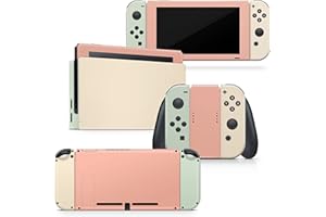 Tacky Design Pastel Classic Skin Compatible with Nintendo Switch Skin Wrap Cover, Color Blocking Skin for Nintendo Switch Stickers, Premium 3M Vinyl Full Wrap Decal.