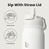 BOTTLE BOTTLE Insulated Stainless Steel Water Bottle 700ml White with Straw view 2