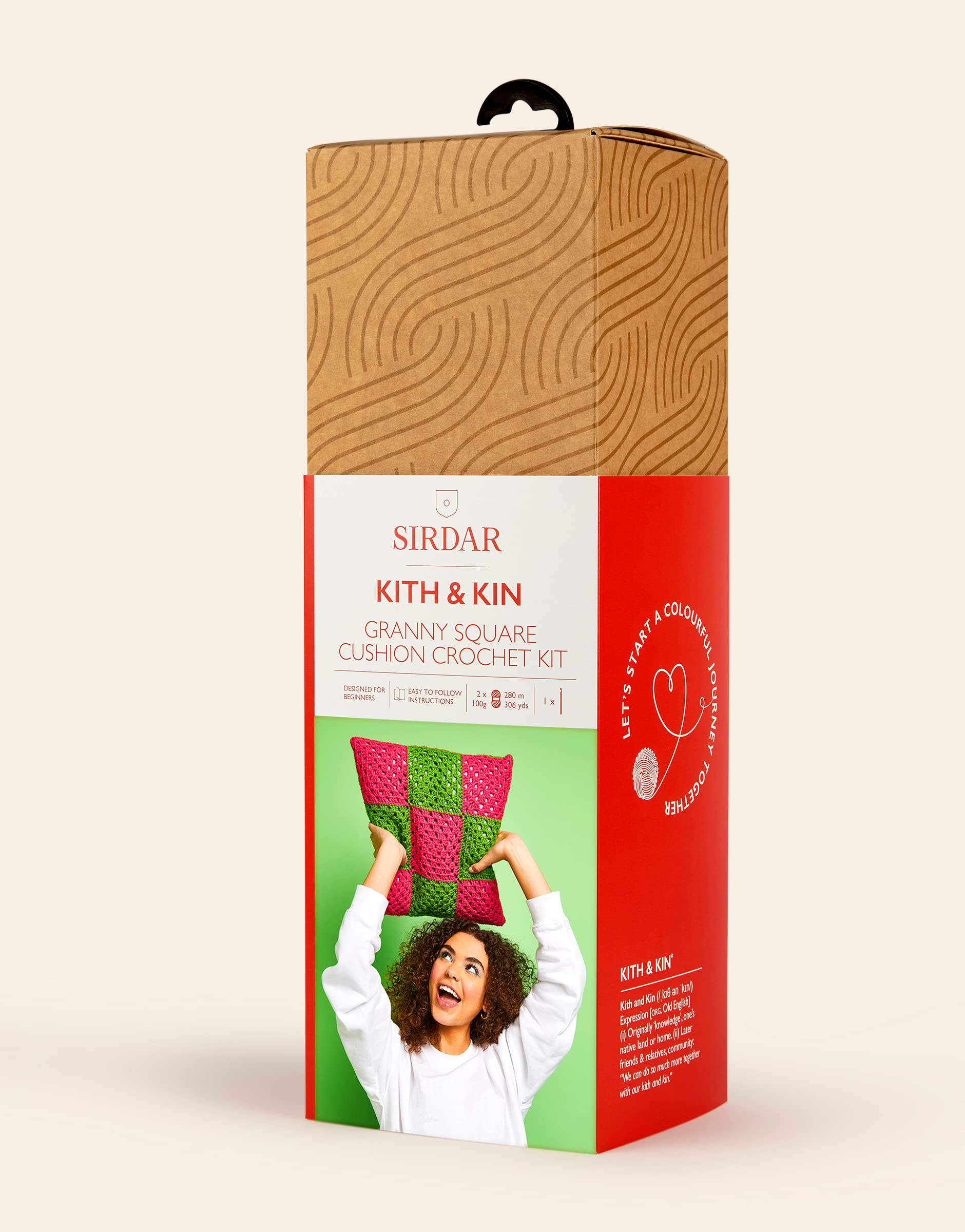 Sirdar Kith & Kin, Granny Square Cushion (Pink) Crochet Kit