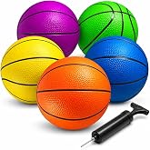 Mini Basketball Set for Kids - 6 Inch (5 Pack) w/Hand Pump - Small Size Indoor Mini Hoop Balls for Toddlers - Over The Door Basketball Games, Indoor &amp; Outdoor, Small Hoops, Pool Play &amp; Party Favors