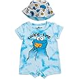 Sesame Street Elmo Cookie Monster Big Bird Romper and Bucket Sun Hat Newborn to Toddler