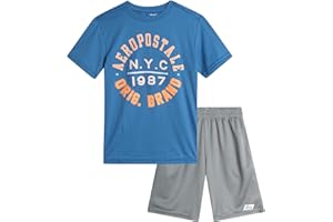 AEROPOSTALE Boys' Active Shorts Set - 2 Piece Short Sleeve T-Shirt and Mesh Gym Shorts - Activewear Outfit for Boys (4-12)