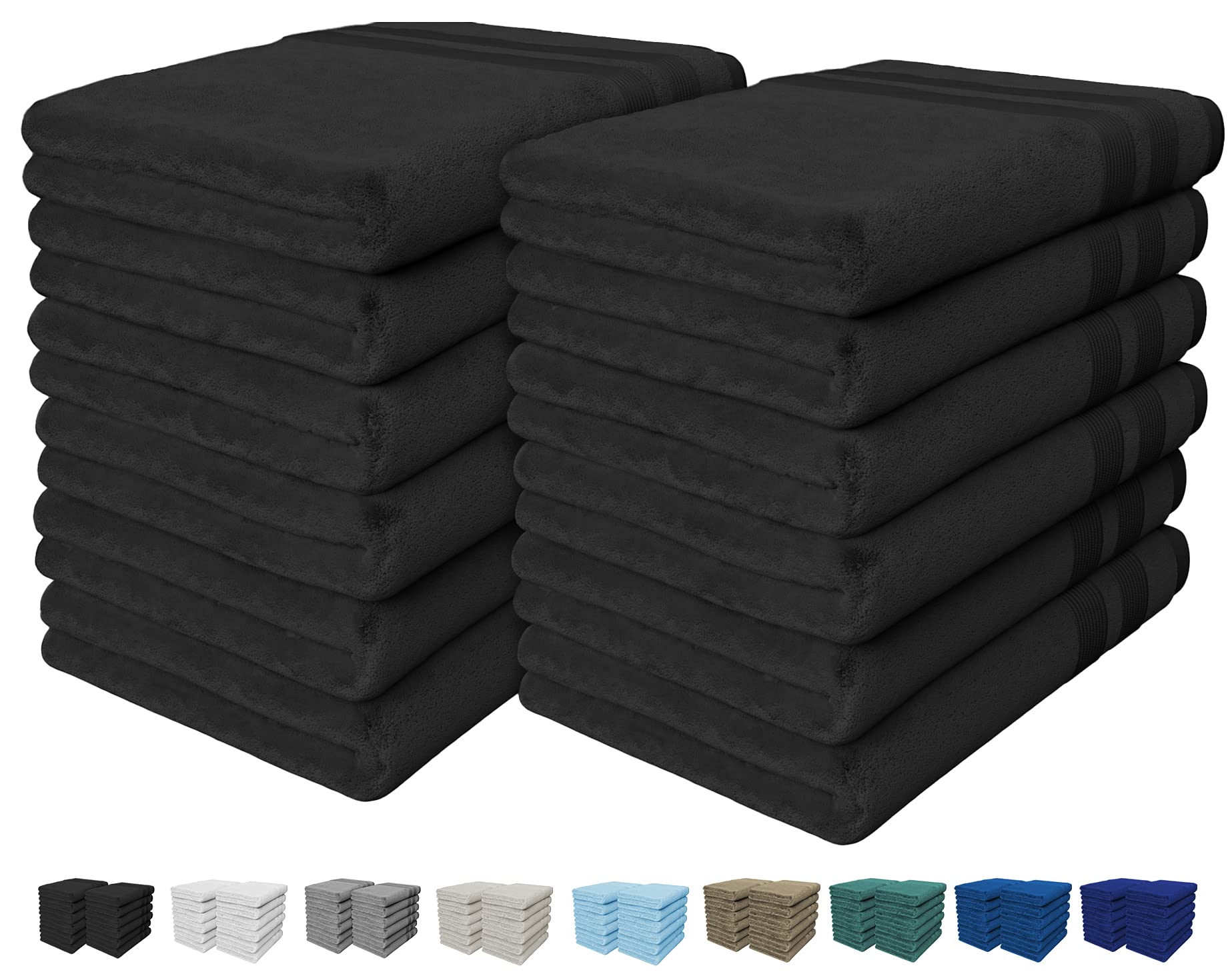 Vozbi Flannel Face Cloth - Cotton Washcloths Set - 30 x 30 cm, 100% Ring Spun Cotton, Premium Quality Face Towels, Highly Absorbent and Soft Feel Fingertip Towels (12 Pack - Black)