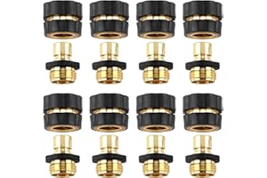 ENNSOO Quick Connect Hose Fittings Male and Female Set, Aluminum Garden Hose Fitting Quick Connector with Rubberized Grips (8 Set)