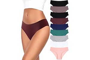 FINETOO 9 Pack Cotton Underwear for Women Sexy Low Rise Ribbed Hipster Breathable Soft Womens Bikini Panties Cheeky S-3XL