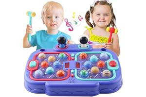 Whack A Mole Game for Toddlers, 14.56x10.62 Inch Large Toddler Toys for 4-6 Boys Girls with 2 Hammers, Whack Space Game with 