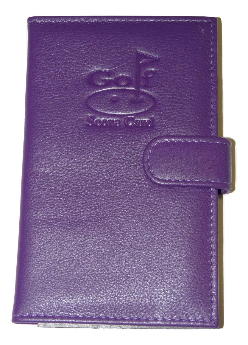 Mala Leather Golf Scorecard Holder – Premium Soft Leather with Pencil Loop & Tab Closure – Fits UK & European Cards (Purple)
