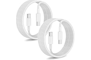 2Pack Type C to Type C Fast Charging Cord for iPhone16/15 Pro Max,USB C to USB C 6ft Nylon Braided Charger Cable for iPhone15