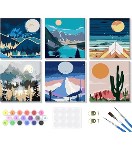 TISHIRON Paint By Numbers Kit For Adults Mountain Lake DIY Adult Paint By Number Kits On Canvas Forest Oil Painting For Adults Acrylic Painting By