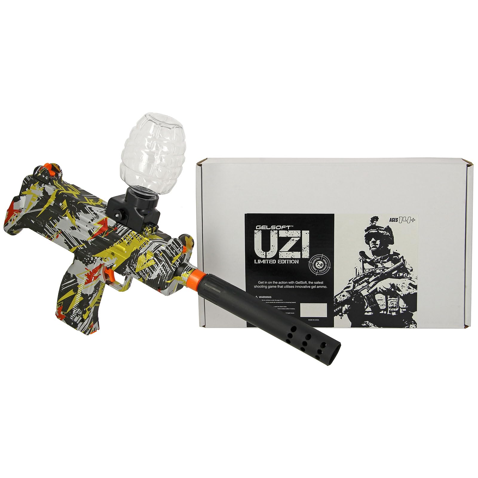 Gelsoft Gel Blaster Water Splatter Bullet Toy Gun, Bright Graffiti Coloured, Electric Full Auto Outdoor Shooting Games, High Speed + 10,000 balls