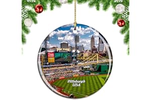 Weekino USA America PNC Park Pittsburgh Christmas Xmas Tree Ornament Decoration Hanging Pendant Decor City Travel Souvenir Collection Double Sided Porcelain 2.85 Inch