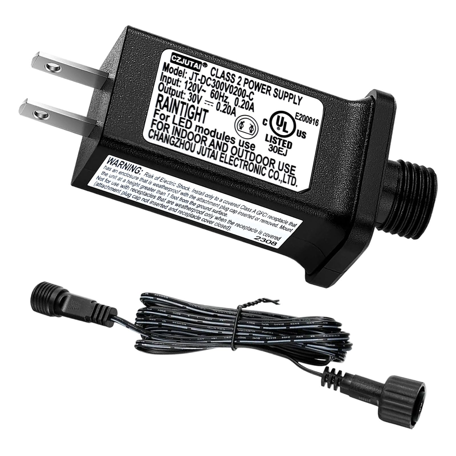 Photo 1 of 30V 6W Class 2 Power Supply Replacement LED Transformer IP44 LED Light Controller Low Voltage Transformer for Christmas String Light Inflatable Device (30V6W Steady on 1PC)