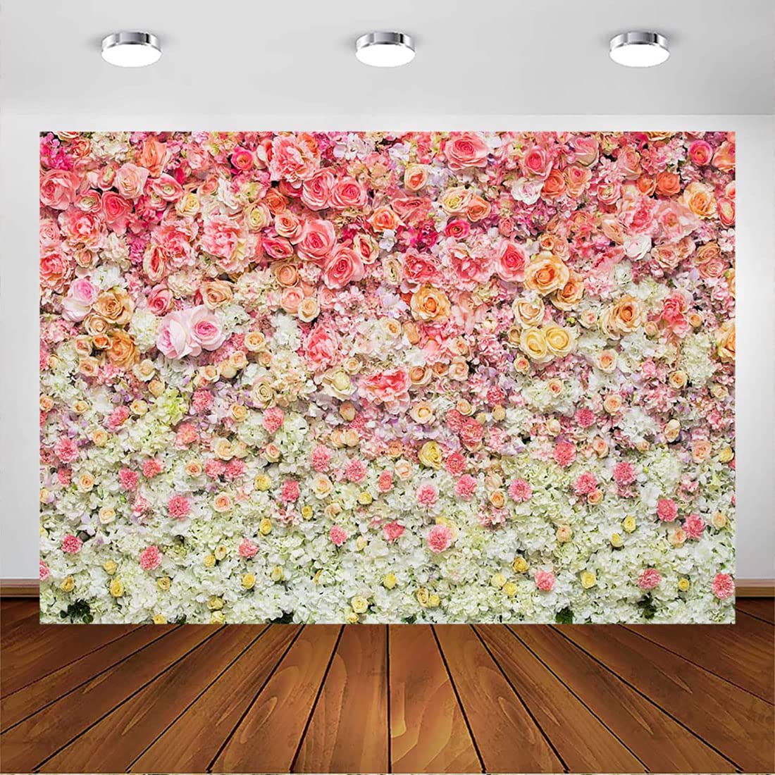 Mehofoto 7x5ft Floral Backdrop Flower Wall Bridal Shower Wedding Photo Backdrops Newborn Baby Valentine's Day Rose Wall Photography Background
