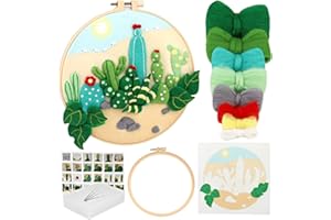 IMZAY Needle Felting Kit, Needle Felting Tools for Beginner, Wool Felting Supplies with Wool Bag, Picture Frame, Felt Needles, Foam Pad, Felt Cloth, Instruction for DIY Felting Wool Projects Home Decoration