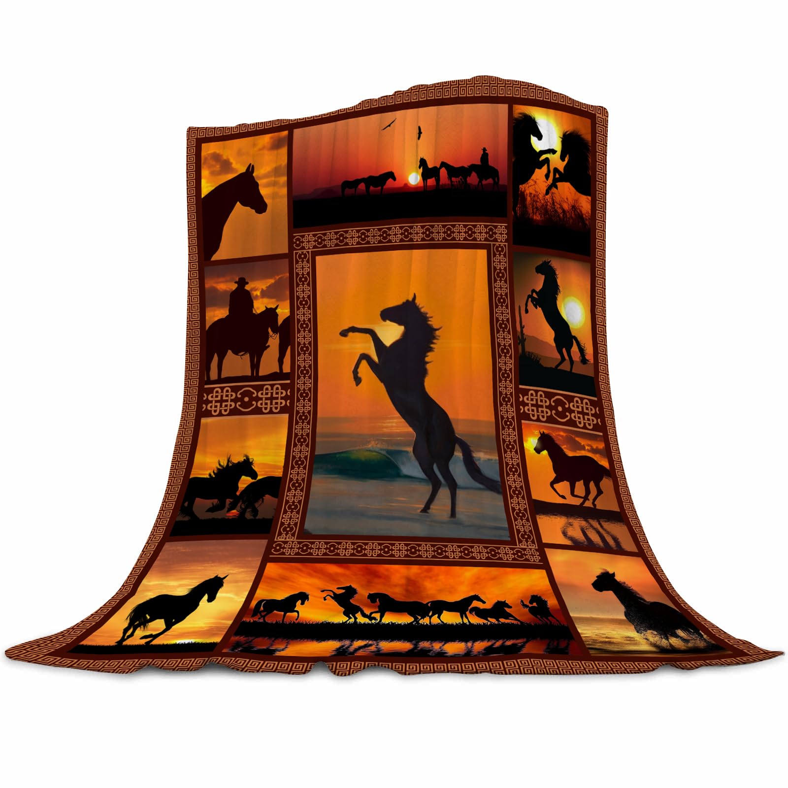 Abaysto Horse Print Throw Blanket, Soft Cozy Flannel Couch Bed TV Blanket, Horse Lovers Gifts for Girls Women Men, 100x130cm(40x50 Inch)