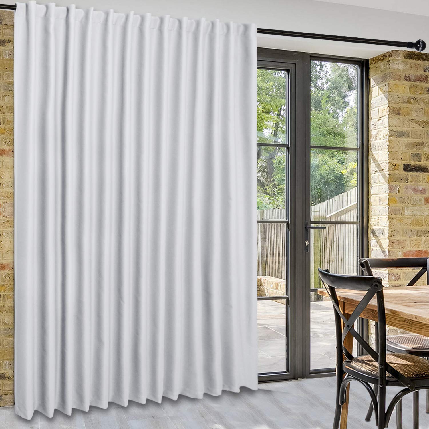 DWCN Patio Sliding Door Curtains - Extra Wide Curtains for Glass Door, Room Divider Blackout Thermal Curtain Panel with Back Tab & Rod Pocket for Bedroom Partition, 80 x 84 Inches, Greyish White