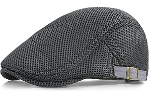 Xinveen Men's Mesh Cap Breathable Summer Newsboy Hat Adjustable Beret Ivy Cap Irish Cabbie Driving Hunting Hats