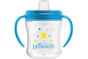 Dr. Brown's Milestones Soft Spout Sippy Cup with Handles, Blue Star, BPA-Free, 6 oz/180 mL, 6m+
