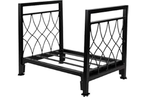 MYFIREPLACEDIRECT Firewood Rack Indoor Fireplace Log Holder Outdoor Wood Storage Log Rack Decorative Heavy Duty Steel Firewood Carrier Stove Bracket Stacking Rack - Fireplace, Stove and Fire Pit (Line)
