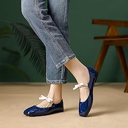 Hee grand Bowknot Mary Jane Flats for Women Shiny