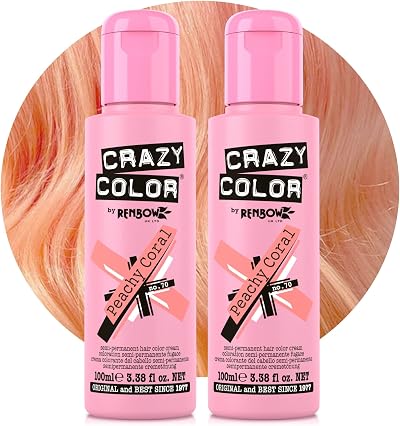 Crazy Color Peachy Coral Semi-Permanent Hair Dye 200ml Vegan Formula